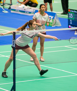 Nadja-Christine Reihle im Doppel mit Aurelia Wulandoko (TSV 1846 Nürnberg) bei den Yonex German Junior 2023 in Berlin